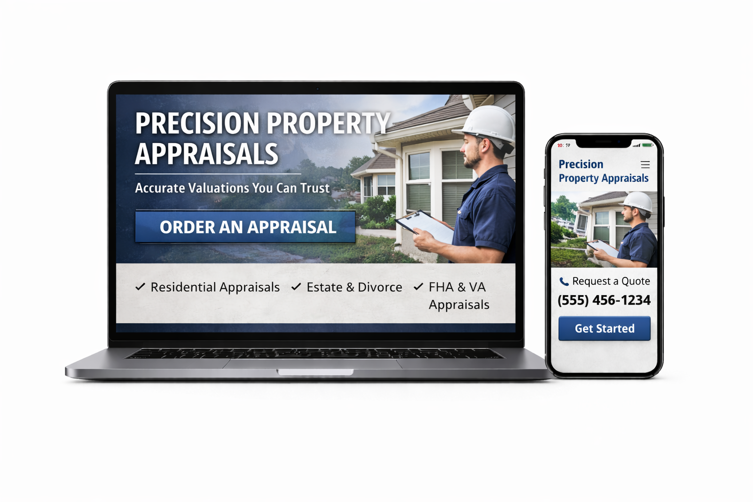 Real Estate Appraisals website mockup — Precision Property Appraisals