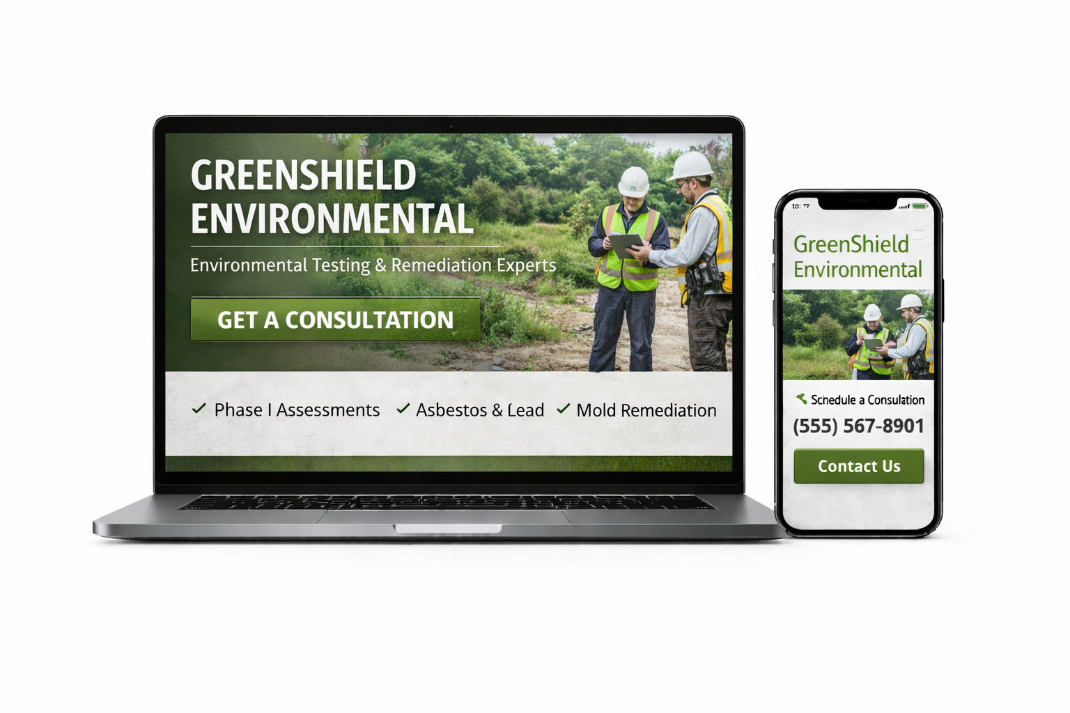 Environmental Services website mockup — GreenShield Environmental