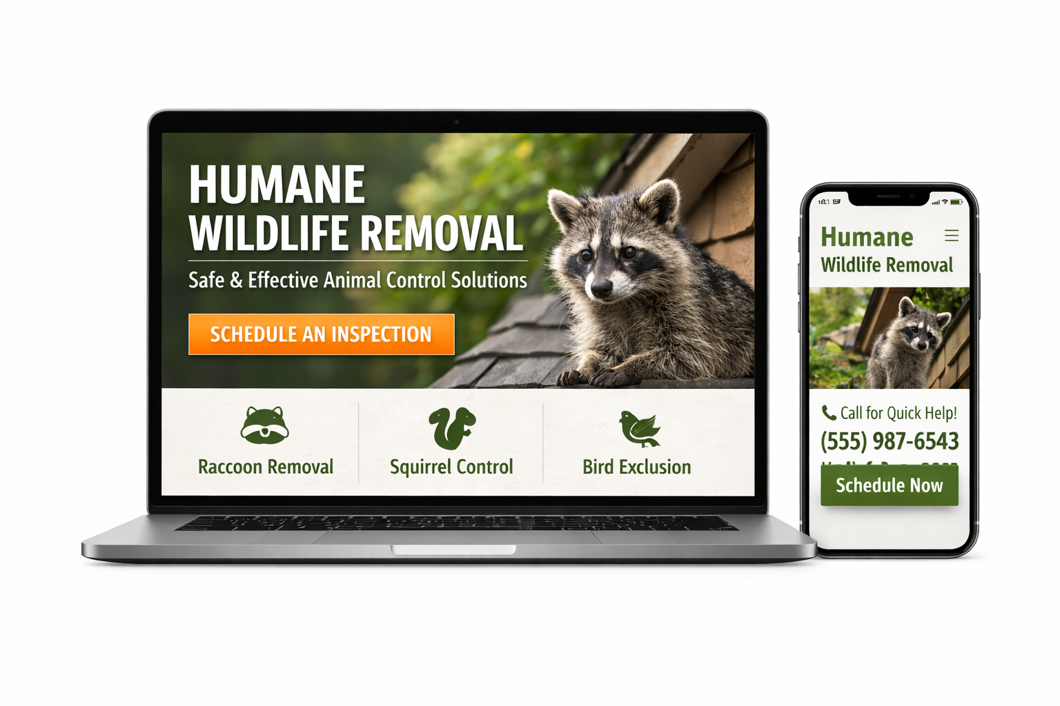 Wildlife Control website mockup
